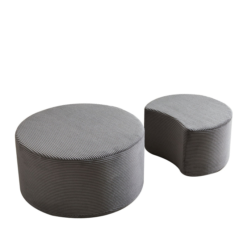 Modern Upholstered Round Coffee Table For Living Room (Set of 2)