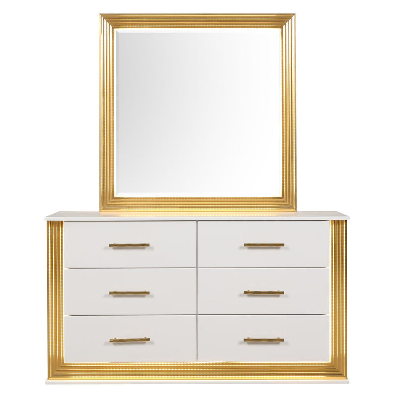 Obsession - 6 Drawer LED Dresser - White