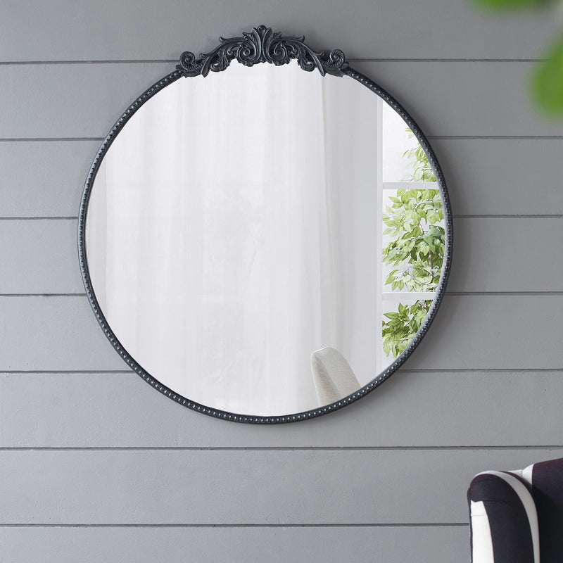 Classic Design Mirror With Baroque Inspired Frame For Bathroom, Entryway Console Lean Against Wall