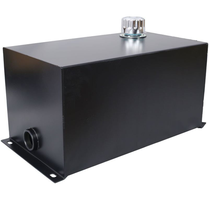 Heavy Duty Hydraulic Fluid Tank 10 Gal Steel Reservoir With Strainer, Gauge & Breather Cap For Tractors & Trucks - Black