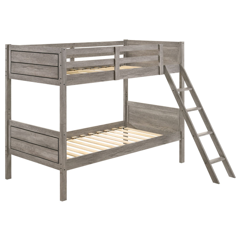 Brenton - Twin Over Twin Bunk Bed With Ladder - Taupe