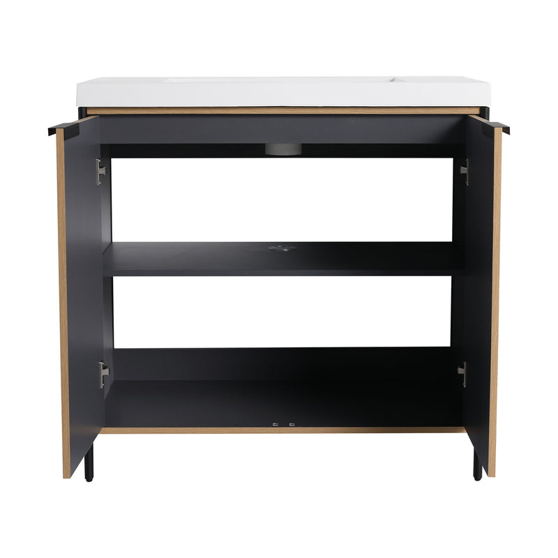 Modern Freestanding Bathroom Vanity With Resin Sink & Soft Close Cabinet Doors