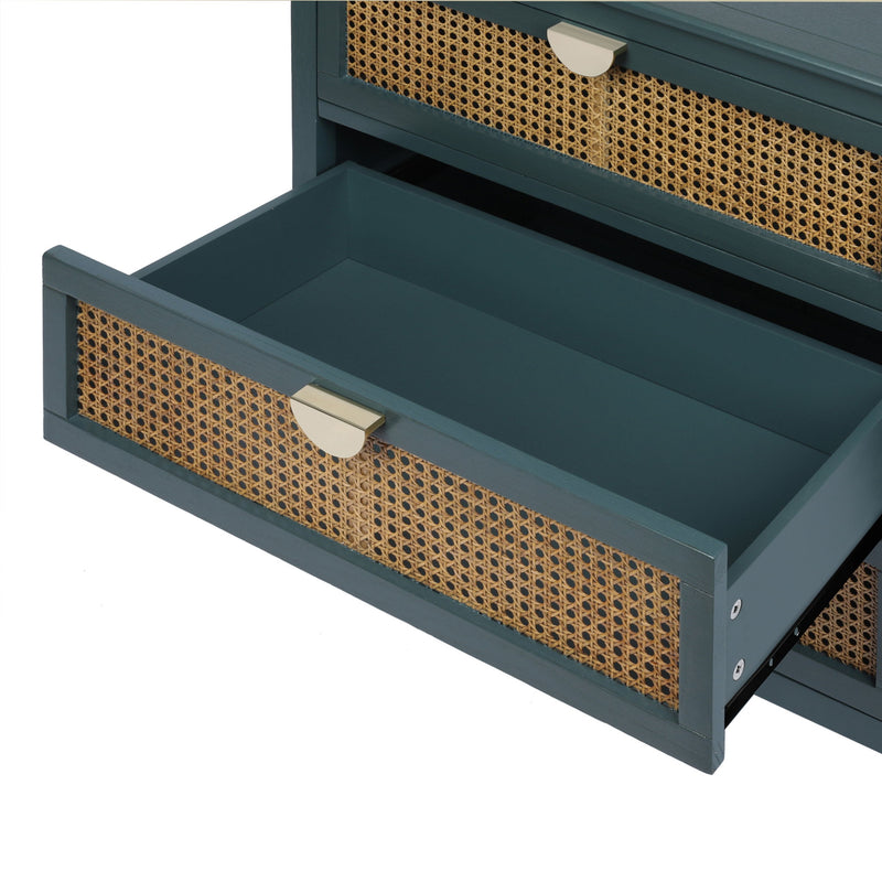 3 Drawer Cabinet, Natural Rattan, American Furniture