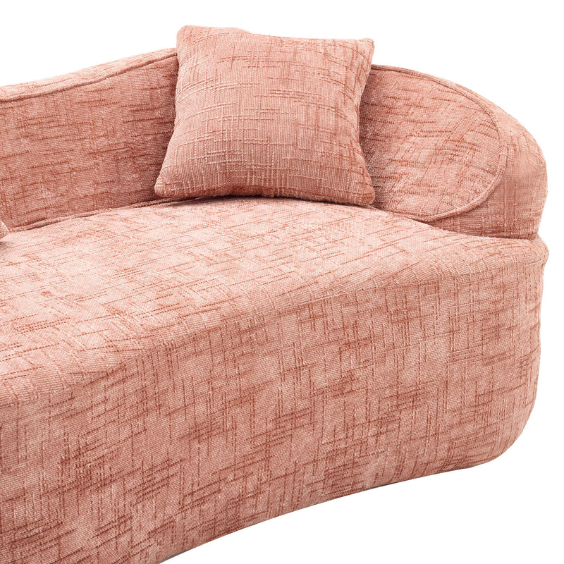 Curved 2 Person Compress Sofa With Armrests, Includes Pillows