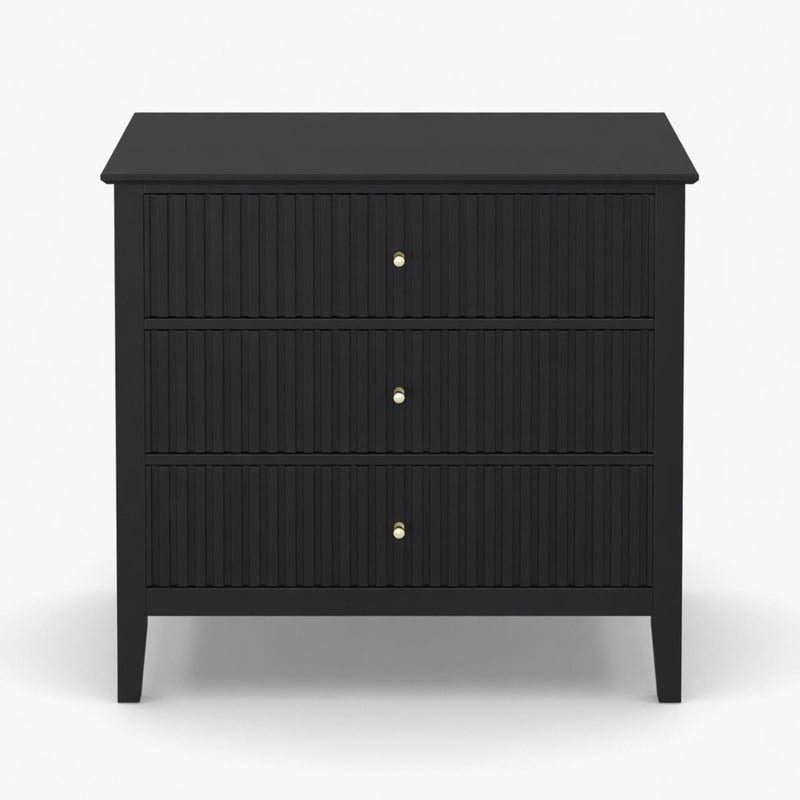Fluted 3 Drawer Nightstand With Soft Close Slides