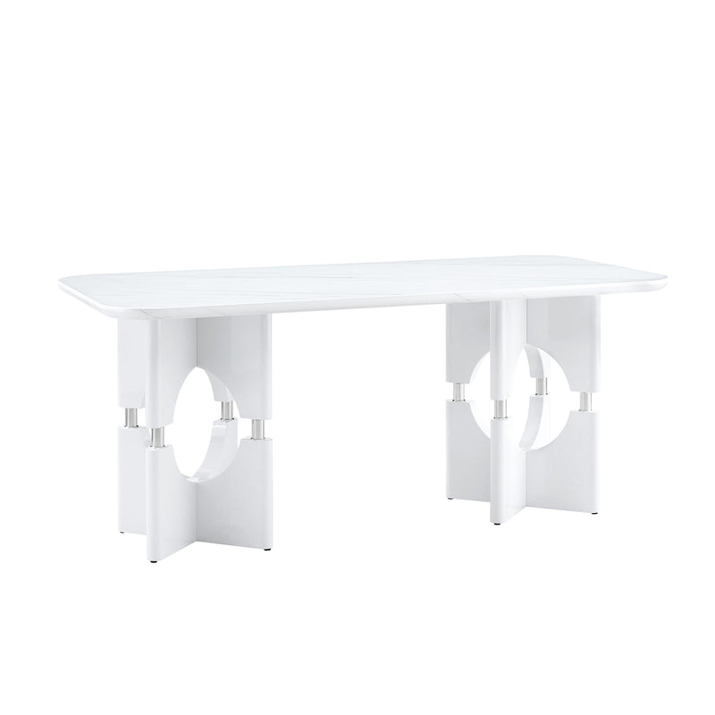 Modern Dining Table With Sleek Hollow-Out Frame And Accents