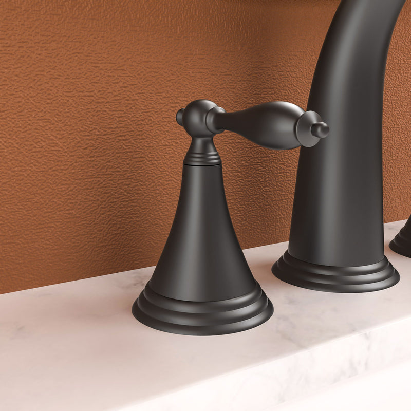 Elegant 2 Handle Widespread Bathroom Faucet With Pop Up Drain And Water Supply Lines