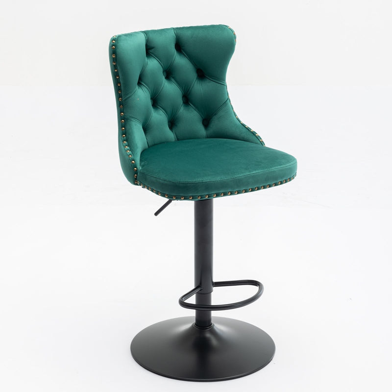 Swivel Barstools Adjusatble Seat Height, Modern Upholstered Bar Stools With Backs Comfortable Tufted For Home Pub And Kitchen Island (Set of 2)