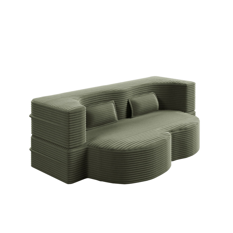 Convertible Foam-Filled Sleeper Sofa Bed With 2 Pillows