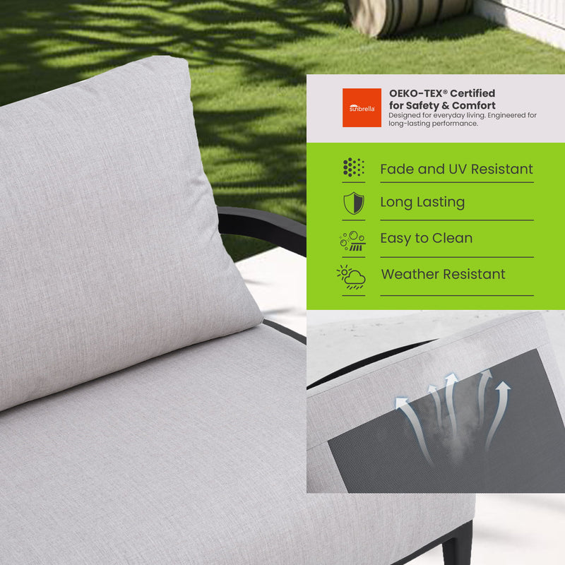 Outdoor Lounge Chair With Ember Frame, Sunbrella Cast Cushion, Weather Resistant - Ember Black