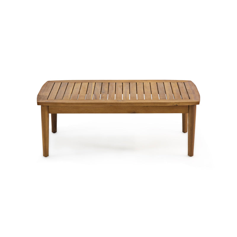 Outdoor Acacia Wood Loveseat Set With Coffee Table