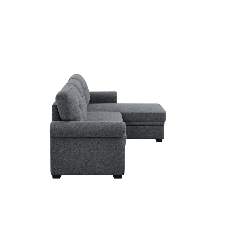 Upholstered Sleeper Sofa With Reversible Storage Chaise - Dark Gray