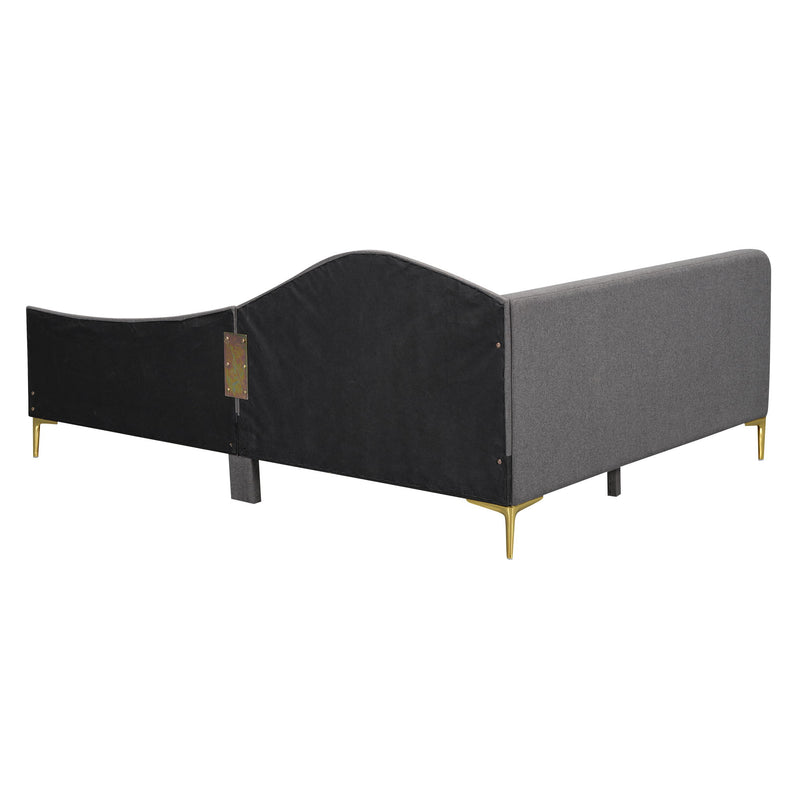 Upholstered Daybed With Headboard And Armrest, Support Legs