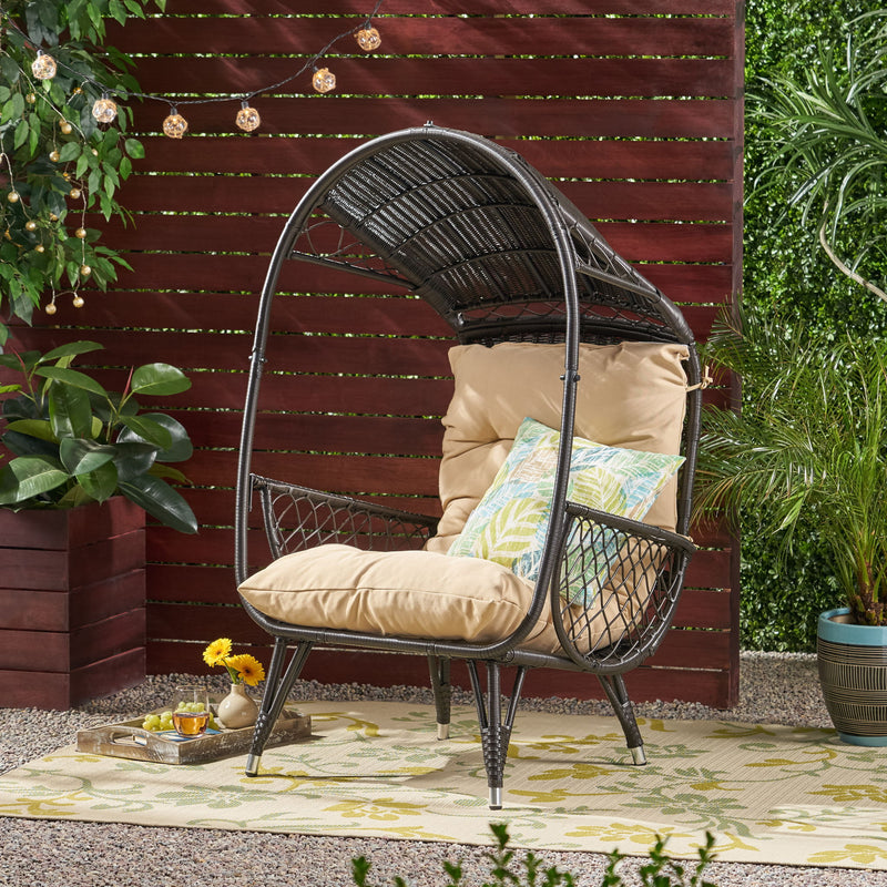 Outdoor Wicker Standing Basket Chair With Cushion