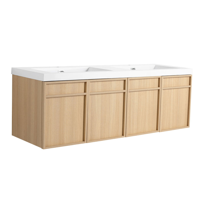 Wall-Mounted Bathroom Vanity With Resin Sink And Soft Closing Doors