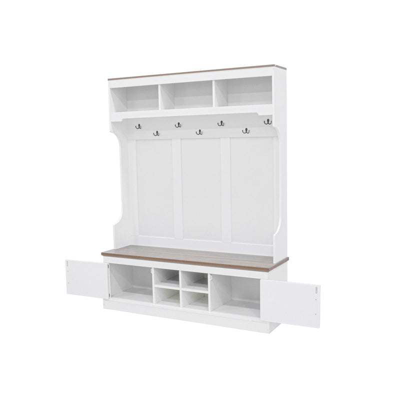 Farmhouse Hall Tree With Bench And Shoe Storage