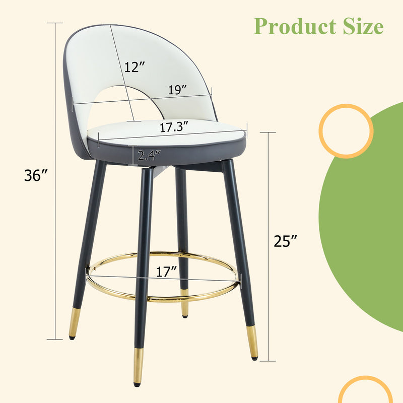 Upholstered Rotatable Bar Chair With Metal Legs For Dining Room