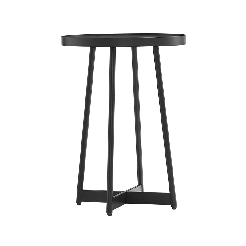Ranlo - Round Accent Table With Geometric Legs - Black