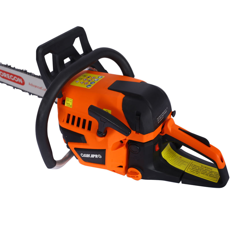 Gasoline Chainsaw 20" 52Cc For Tree And Wood Cutting - Orange