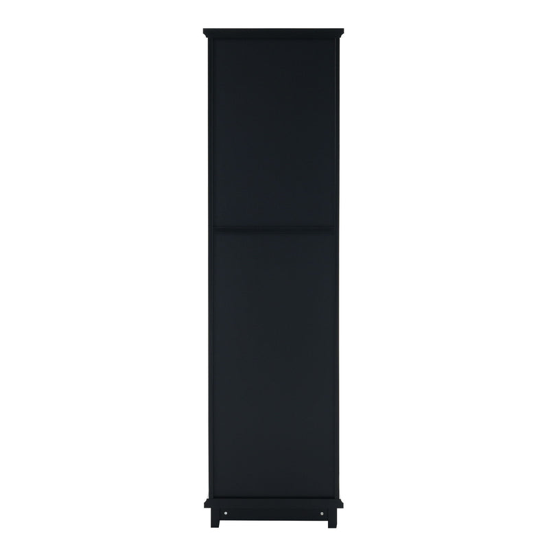 Tall Bathroom Storage Cabinet With Glass Doors, Free-Standing, Two Drawers, And Adjustable Shelves, Board, Painted Perfect For Displaying Your Favorite Items