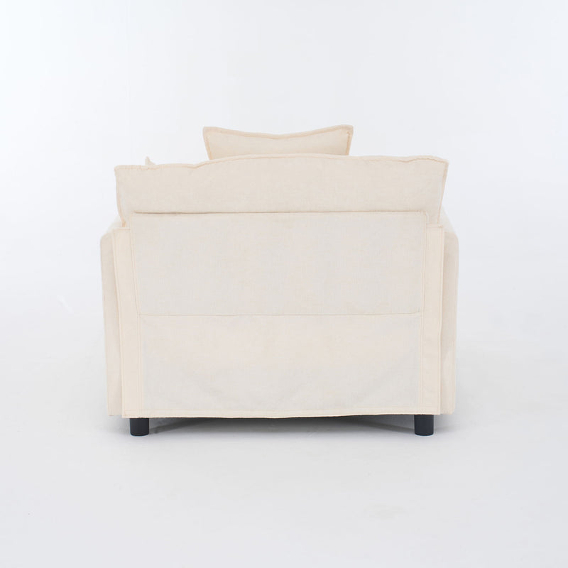 Accent Chair With Ottoman - Beige