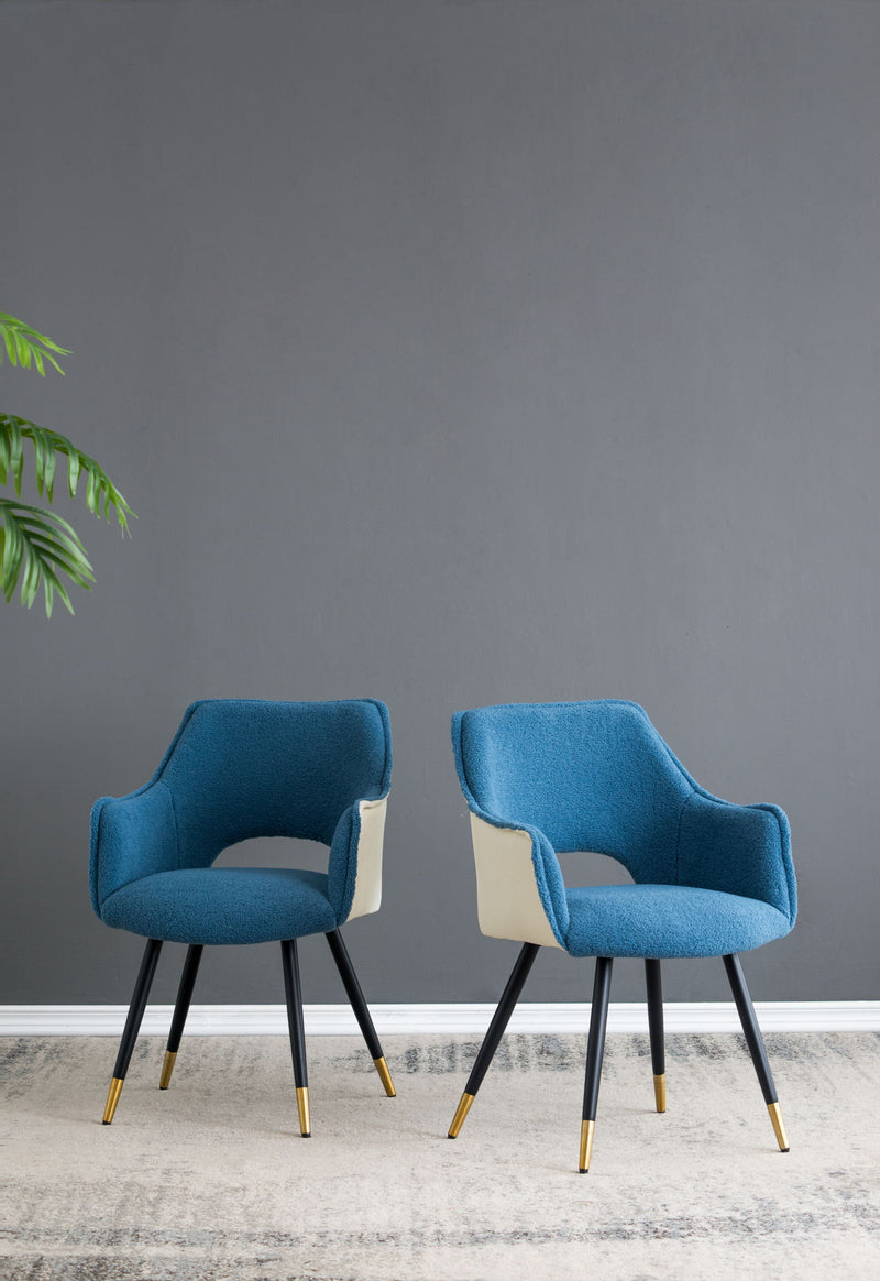 Side Chair, Living Room Bedroom Kitchen Vanity Accent Chair (Set of 2) - Blue
