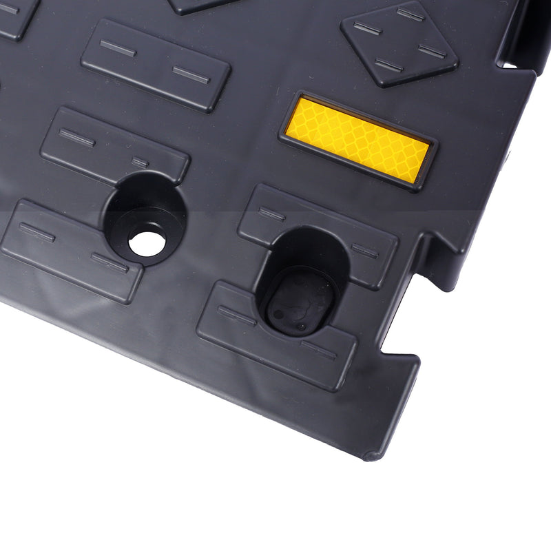 Heavy Duty Plastic 4" High Portable Automotive Curb Ramp For Cars & Wheelchairs Interlocking Design - Black