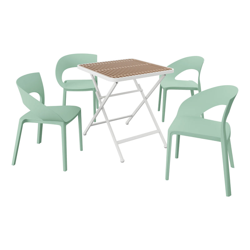 4 Piece Set Of Modern Designed Single Chairs With Folding Square Table