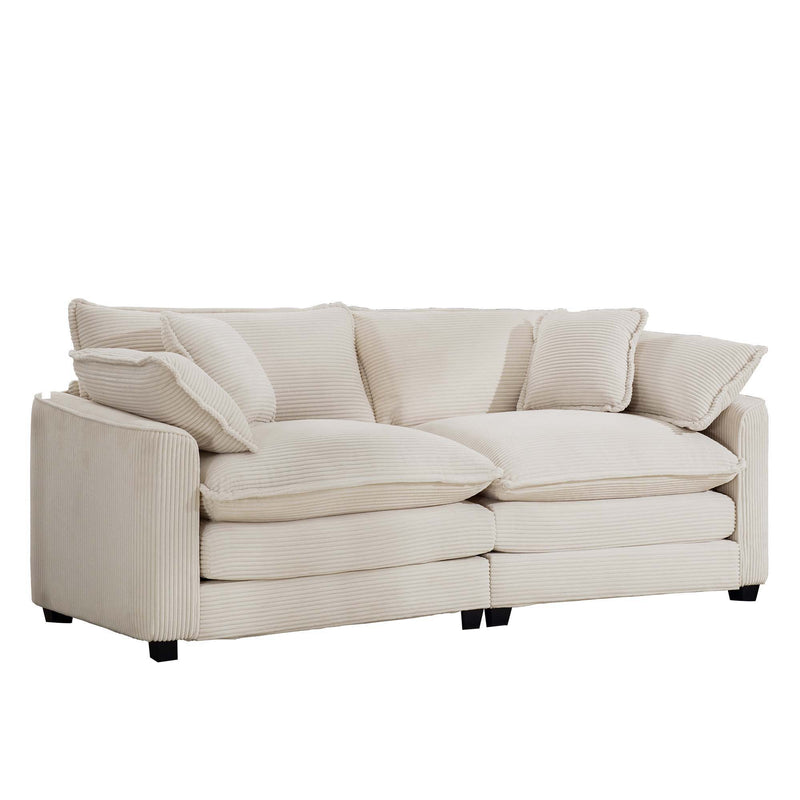 Modern 2 Seater With 4 Pillows, Upholstered Deep Seating Loveseat