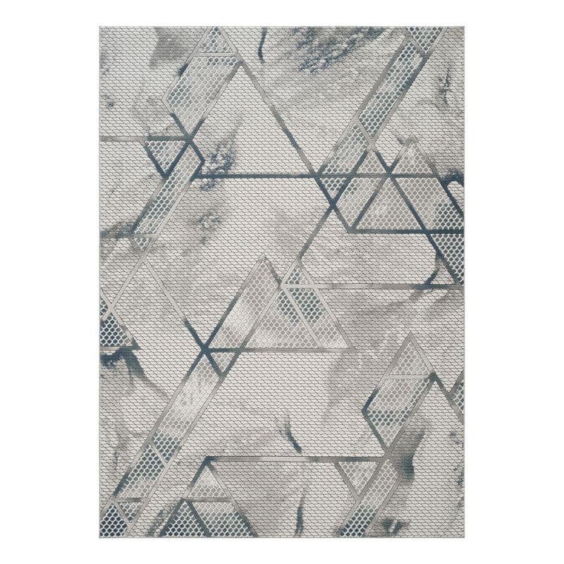 Geometrix - 5'3" X 7'3" Area Rug & Geometric, 3D Effect - Ivory / Gray