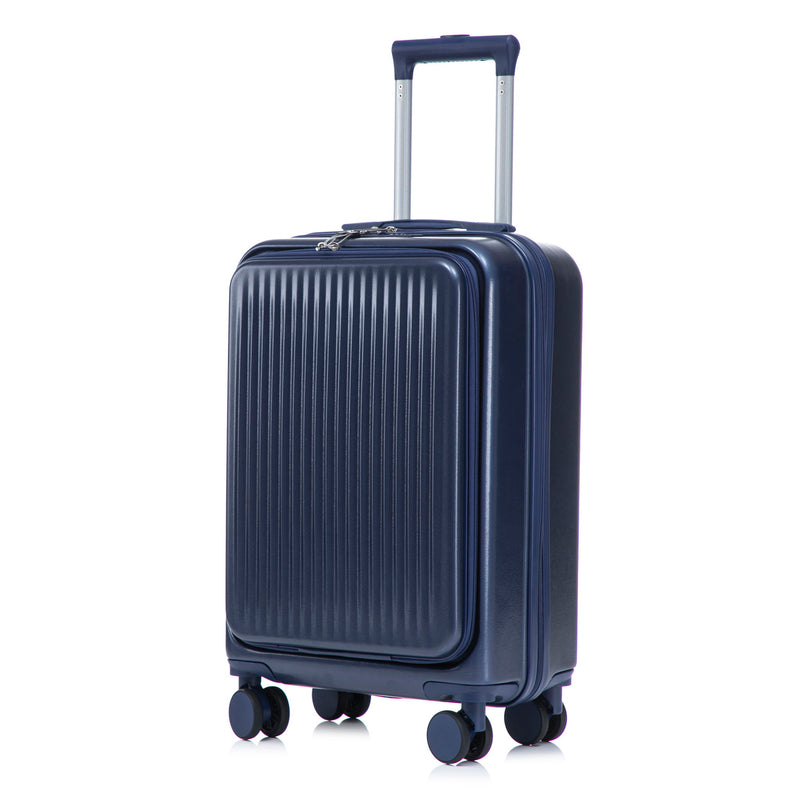 Luggage Set With Cosmetic Case, Combination Lock, Front Opening Design