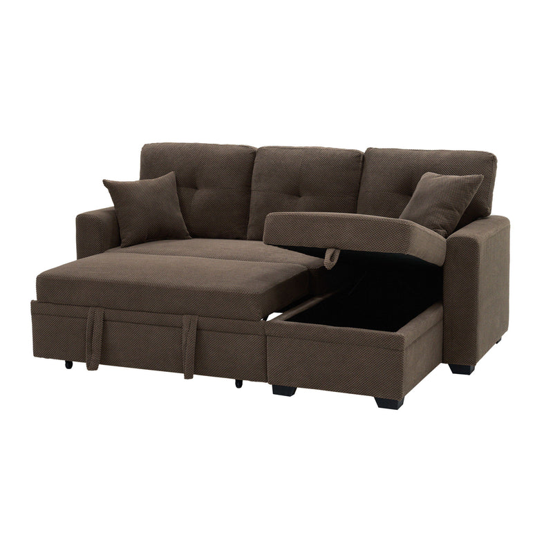 Sleeper Sectional With Pull Out Bed, Reversible Chaise