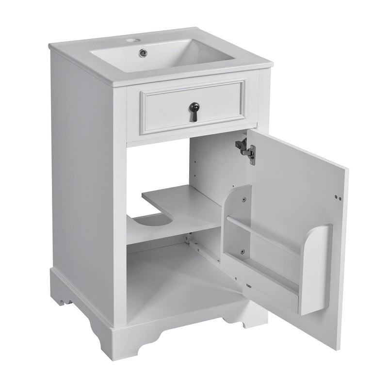 Elegant Bathroom Vanity With Ceramic Sink, Soft Close Door, Adjustable Shelf
