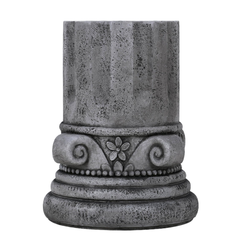 Outdoor End Table, Round Side Table For Patio And Garden - Antique Gray