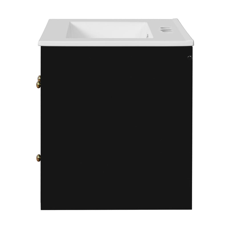 Wall-Mounted Bathroom Vanity Set With Sink, 2 Drawers And Soft-Close Door