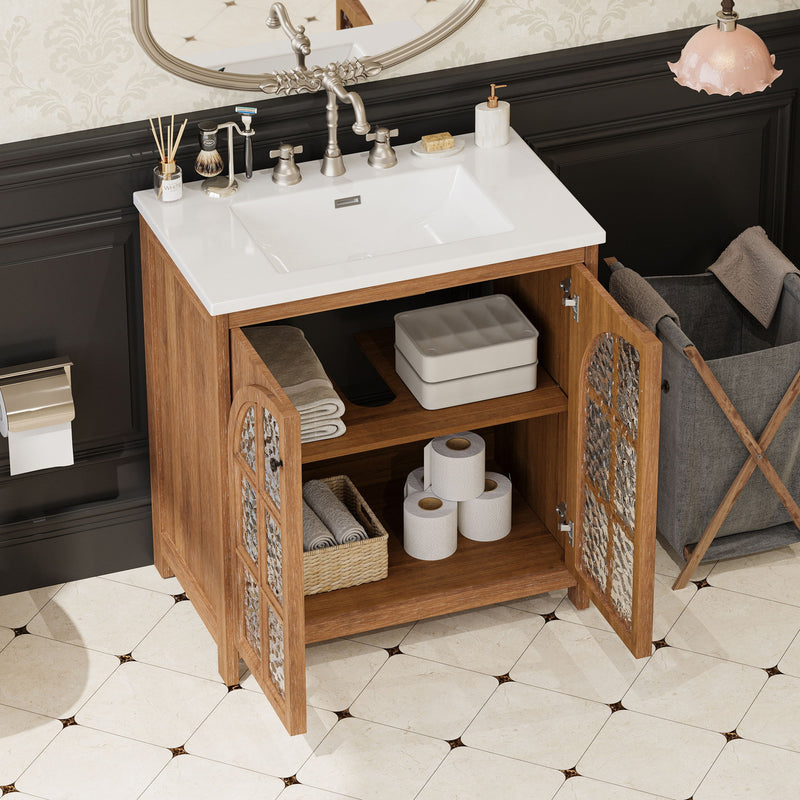 Vintage Farmhouse Bathroom Vanity With Ceramic Sink