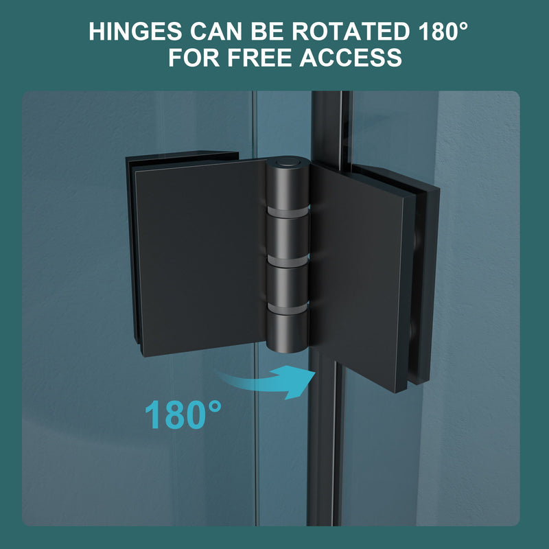 Fold Frameless Shower Door With Tempered Glass