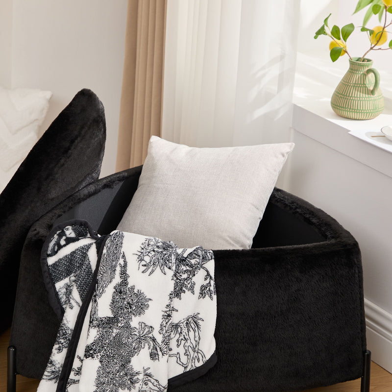 Upholstered Storage Ottoman Set With Reversible Lid