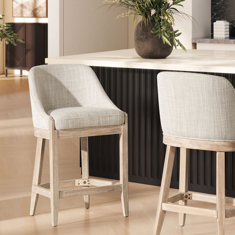 Newport - Coastal Curved Back Upholstered Counter Stool - Gray