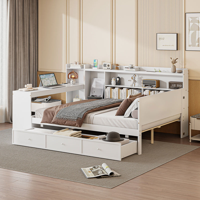 Daybed With 3 Drawers USB Ports And Desk