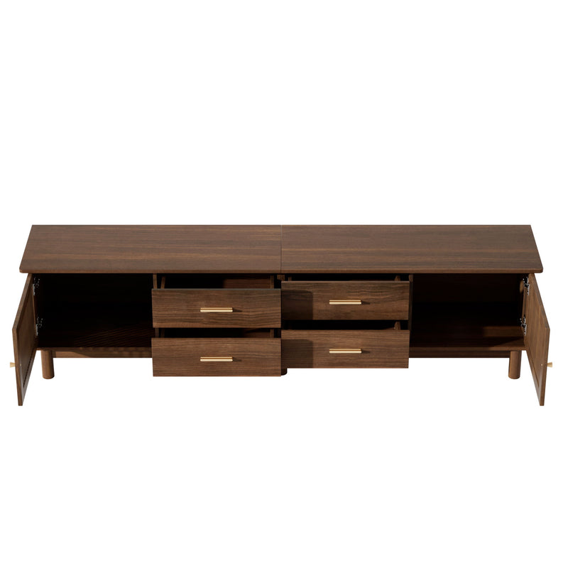 TV Stand For 85" TVs, 4 Smooth Glide Drawers - Walnut