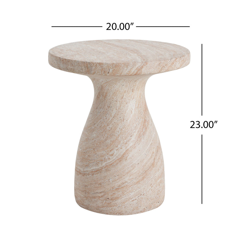 Outdoor / Indoor Travertine Side Table Lightweight