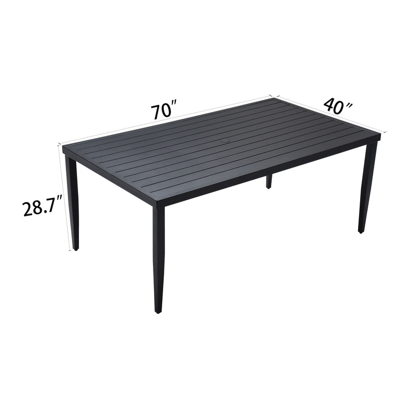 Outdoor Patio Dining Table With Tapered Feet & Umbrella Hole