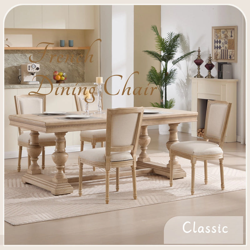 Dining Chairs Upholstered With T - Shaped Back (Set of 2) - Beige