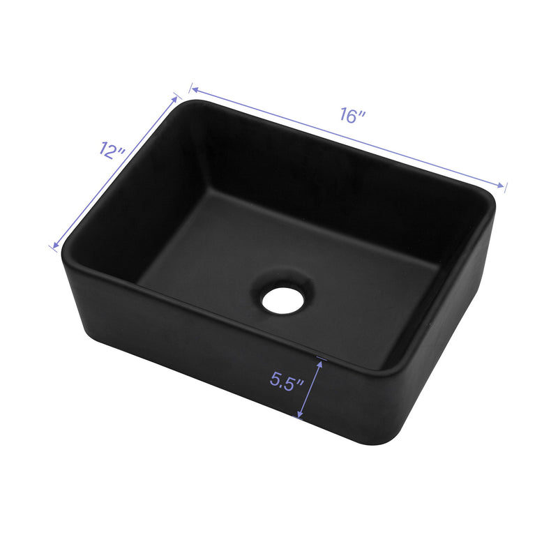 Sleek Ceramic Rectangular Vessel Bathroom Sink