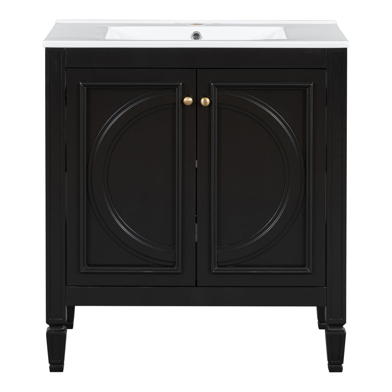 Bathroom Vanity With Sink With 2 Doors And Adjustable Shelf
