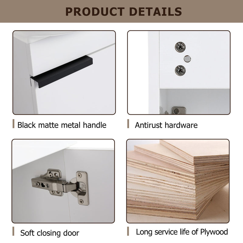 Soft Close Doors Bathroom Vanity With Sink, Compact Wall Mounted Design Basin