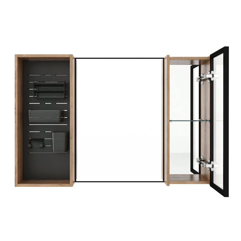 41.6" Wall Mounted Bathroom Cabinet With Adjustable Shelves Storage Cabinet - Imitative Oak