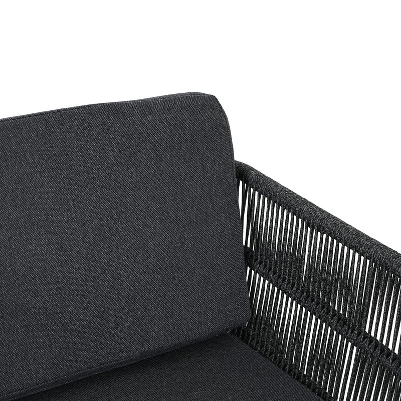 7 Piece Outdoor Dining Set & Table And 6 Chairs - Black / Gray / Teak
