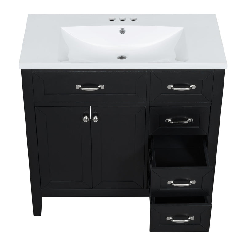 Modern Bathroom Vanity With Sink, Freestanding With Drawers And Doors